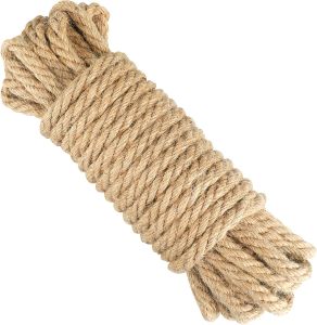 10m x 10mm Thick Natural Jute Rope Strong Twisted Hemp Rope Perfect Twine Decking Rope Cord