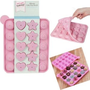 20PC Silicone Cake Pop Maker Mould Baking Ball/Heart/Star/Cupcake/Shapes