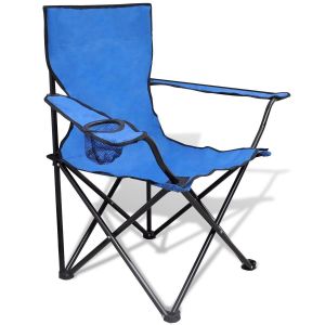 Blue Lightweight Camping Chair Picnic Fishing Beach Seat Foldable Captains Chair