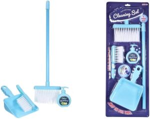 4 Piece Kids Cleaning Sweeping Play Set Broom Brush Dustpan Pretend Toy