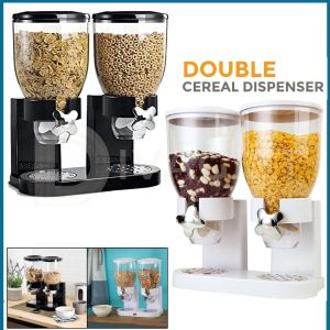 Double Cereal Dispenser Canister Classic Dry Dispenser Container Machine Storage