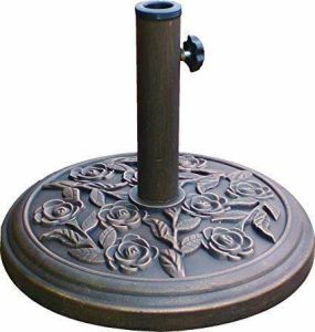 9kg Cast Iron Effect Parasol Base with Floral Pattern Heavy Duty Metal Garden Patio Stand