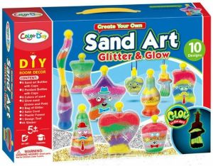 10PC Sand Art Glitter & Glow Art Bottle Kit For Kids Activity Fun Game Gift