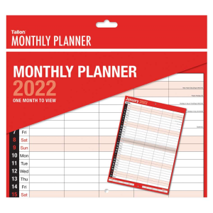 2022 Five Column Month To View Red & Black Commercial Planner