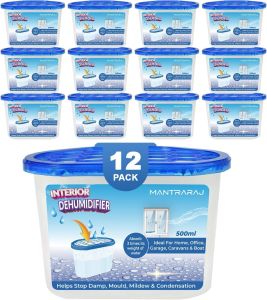 Disposable Dehumidifier 500ml Interior Dehumidifiers Damp Trap Moisture Absorber Pack Of 12