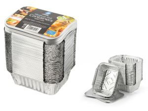 50 Small Aluminum Foil Trays Containers Paper Lids Disposable Aluminium Foil