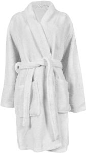 Women’s Mens Polyester Fleece Bathrobe Soft Plush Shawl Collar Robe Short Spa