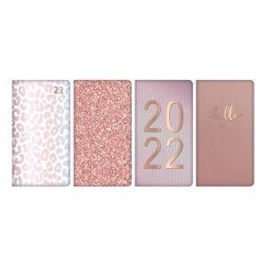 2022 Glitter And Gold Diary Ladies Pocket Slim Cute Week to View Diaries With Ribbon