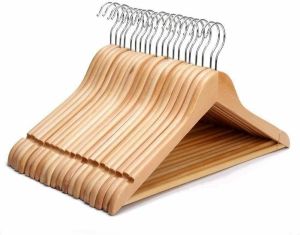 20 Pcs Wooden Material 360 Hanger With Non Slip Rod For Coat, Trouser & Clothes