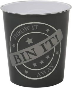 Small Bin It Waste Paper Bin Round Trash Can Open-Top Lightweight Plastic Rubbish Bin Basket Dark Grey