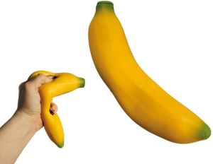 Squeezy Banana Stress Ball Reliever Hand Excersizer Novelty Fruit Kids & Adults