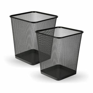 10L Square Mesh Bins Nonslip Metal Trash Can Bin Wastebasket For Home Office