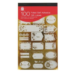 Foiled Gift Label Book For Christmas Traditional & Contemporary With 100 Labels