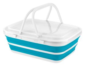 Collapsible Picnic Basket with Ice Blocks Carry Ice Cooler Basket Camping Carry