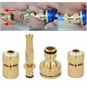 4Pcs Set Brass Hose Pipe Fitting Set Garden Tap Quick Connectors & Spray Nozzle