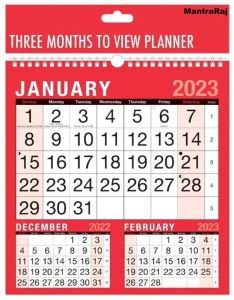 2023 Wall Calendar Home Large Organiser 3 Months To View Office Planner Home