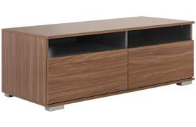 Twin Media Storage TV Unit Walnut Graphite With Open Shelving In The Centre