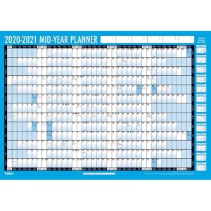 A2 2020-2021 Academic Mid Year Student Wall Planner Calendar Pen & Adhesive Dots