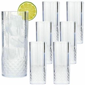 6PK Clear Crystal Clear Highball Whiskey Wine Long Drinking Glasses Tumblers