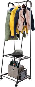 Garment Rack Heavy Duty With 2 Tier Storage Shelves Clothes Rail
