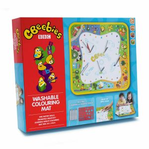 CBeebies Play Mat Washable + 5 Colour Markers and Sponge Mess Free Fun for Kids