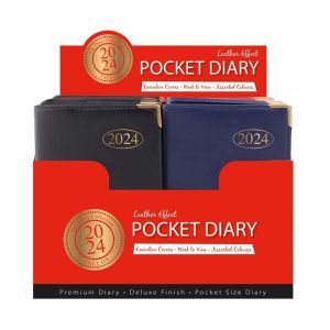 2024 Pocket Week To View Diary WTV Padded Soft cover Metal Corners Pocket Size