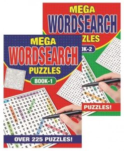 A5 Mega Wordsearch Travel Puzzle Books - Word Search Brain Teaser Books 1 & 2