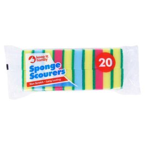 20x Sponge Scouring Pads Catering Dishwashing Sponges Scourers Brush Washing Up Kitchen Non-Scratch Cleaning Tools