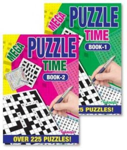 A5 Mega Puzzle Time Puzzle Books Crossword, Word Search BrainTeaser Set of 2