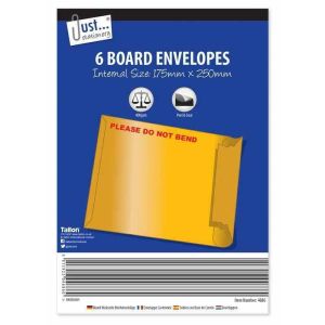 6 Hard Board Envelopes - Brown Manilla Please Do Not Bend Peel Seal Large