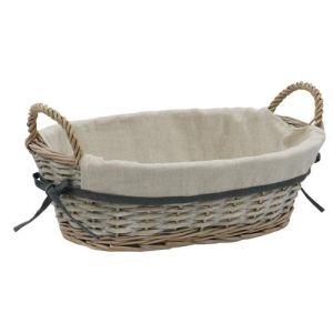  Arianna Oval Willow Storage Basket With Handles Grey Wash with removable lining