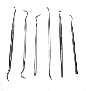 6PC STAINLESS STEEL DENTIST DENTAL PICK PROBE TEETH CLEAN HYGIENE TOOL KIT