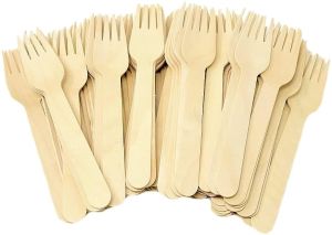 100 Biodegradable Wooden Forks Cutlery Disposable eco Cutlery Party Set