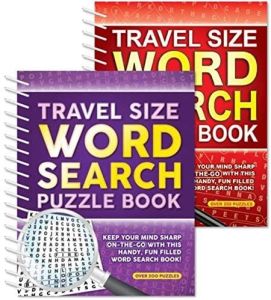 A5 Spiral Bound Travel Size Word Search Puzzle Books - Pack of 2
