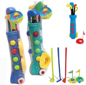 Kids Golf Club Set Garden Plastic Toy Cart Caddy Balls Bag Summer Beach Outdoor