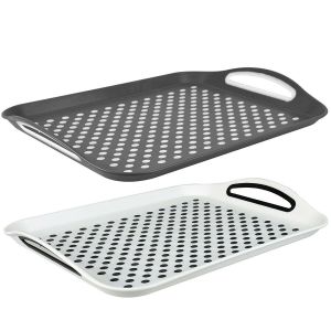 Anti-Slip Plastic Food Serving Tray with Rubber Grip Kitchen Dinner Surface 1 PC