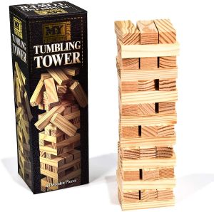 Traditional Tumbling Tower Game with 48 Wooden Pieces in Full Colour Gift Box