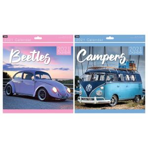 2021 Square Calendar UK Beetles Car & Campers Wall Monthly Planner Home Office New Year Calender Month to View x 1 Random Color Will be Sent