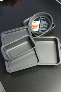 Baking Set 5 Non stick Loaf Tin Baking Tray Square Round Brownie Tray Chef Aid