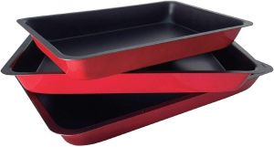 3 Piece Non Stick Baking Trays Set .