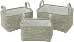 Cream Color Rectangular Shape Fabric Storage Baskets With Handles For Decorations & Gifts Use Set Of 3