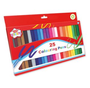 Pack of 25 Felt Tip Colouring Pens Set Kids Children School Art Non Toxic Marker