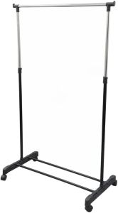 MantraRaj Adjustable Garment Rack With 4 Wheels & Height Extendable Facility For Home Black Color