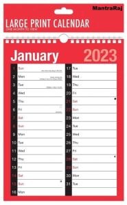 2023 A4 Extra Wide 2 Column Month To View Spiral Bound Wall Planner Calendar