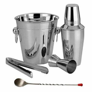 5PC Stainless Steel Cocktail Drinks Shaker Maker Ice Mixer Bar Bartender Set kit