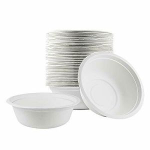 Disposable Paper Bowls 24oz Eco-Friendly Sugarcane Strong White Bowls 100% Biodegradable and Compostable Suitable For Parties Christmas Family Gatherings Office Activities Picnic BBQs for Daily Use Big Size Bowl (25PC)