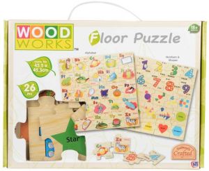 Wood Works Childrens Floor Puzzle Educating Kids Puzzle 26 Pack