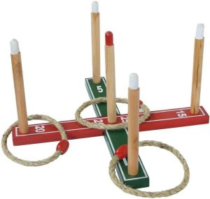 Kids Junior Classic Fun Original Wooden Ring Toss Game Outdoor Garden Family Hoops Quoits peg