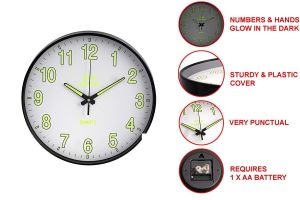 Glowing Round 12" Novelty Wall Clock Hanging Bedroom Room Office Home Kids 
