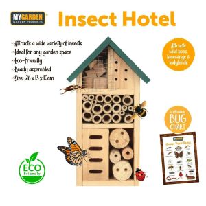 Wooden Insect Bee Bug Hotel House Natural Wood Shelter Garden Nest Box Nesting